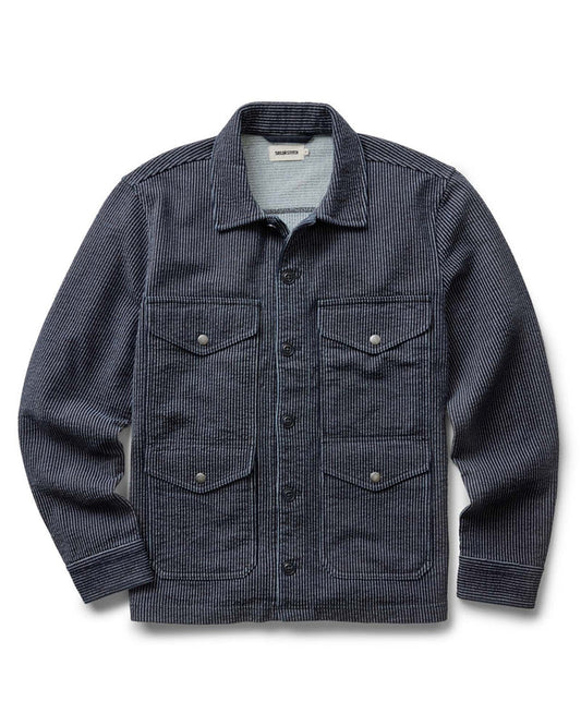 Jackson Jacket in Rinsed Indigo French Terry Stripe
