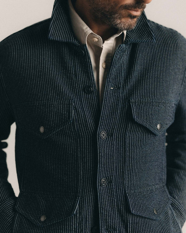 Jackson Jacket in Rinsed Indigo French Terry Stripe