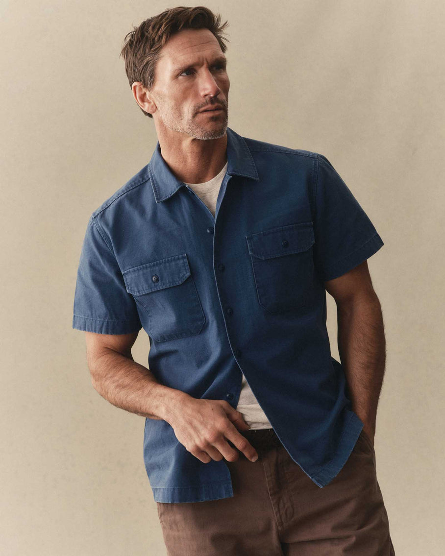 Short Sleeve Mechanic Shirt in Atlantic Ripstop