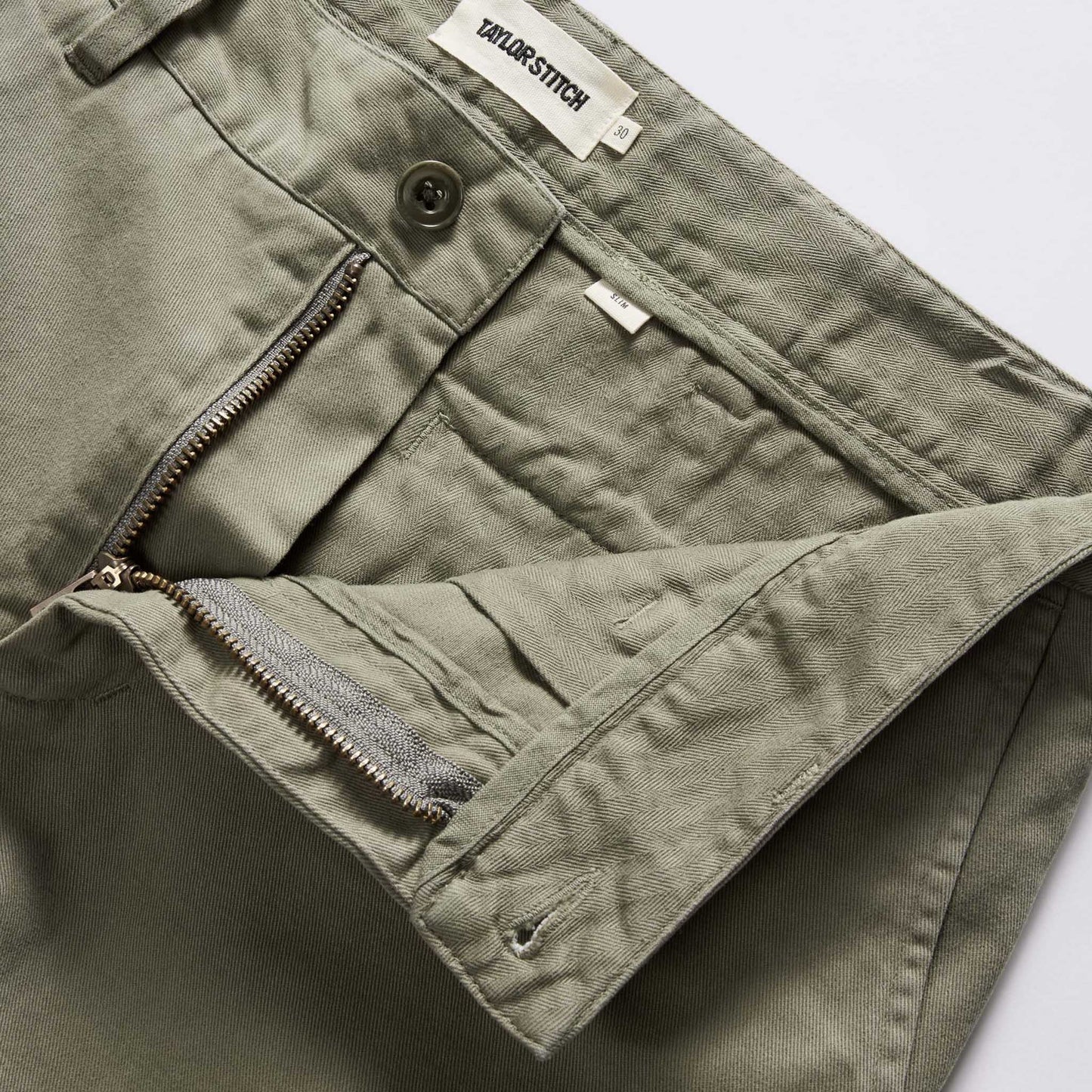 The Slim Foundation Pant in Organic Smoked Olive