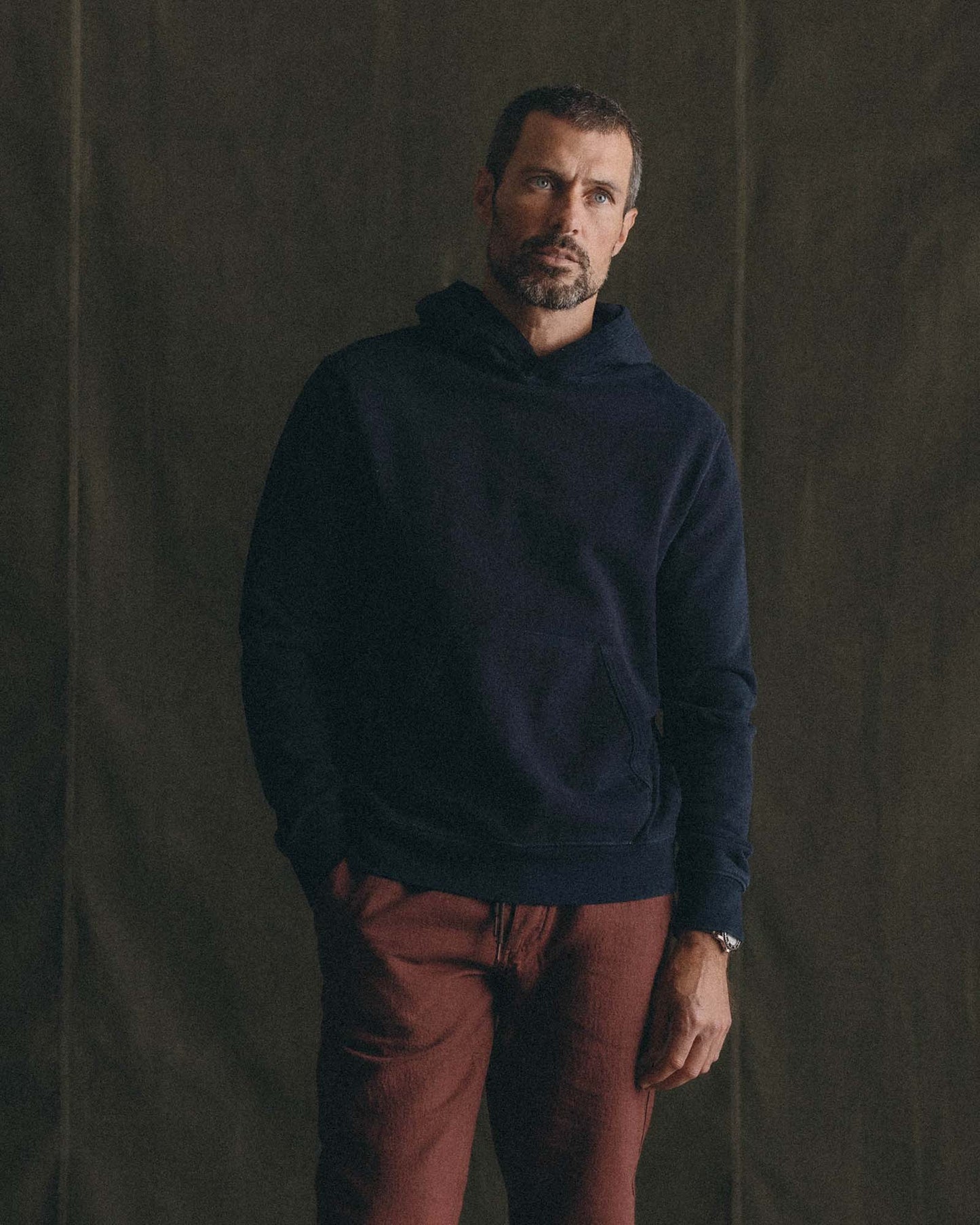 The Après Hoodie in Rinsed Indigo Terry