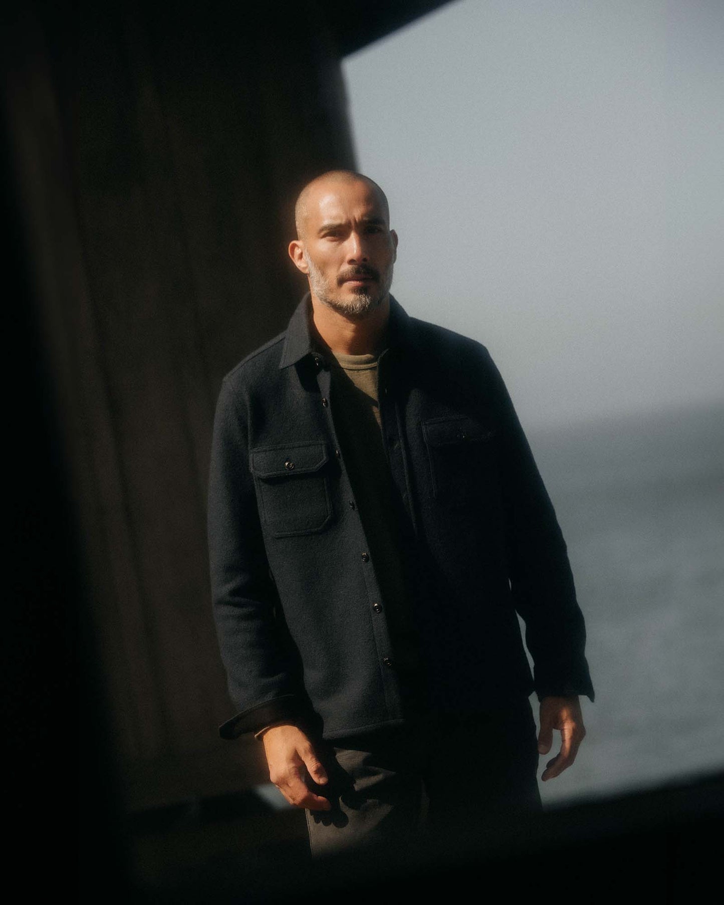 The Connor Overshirt in Dark Navy Boucle