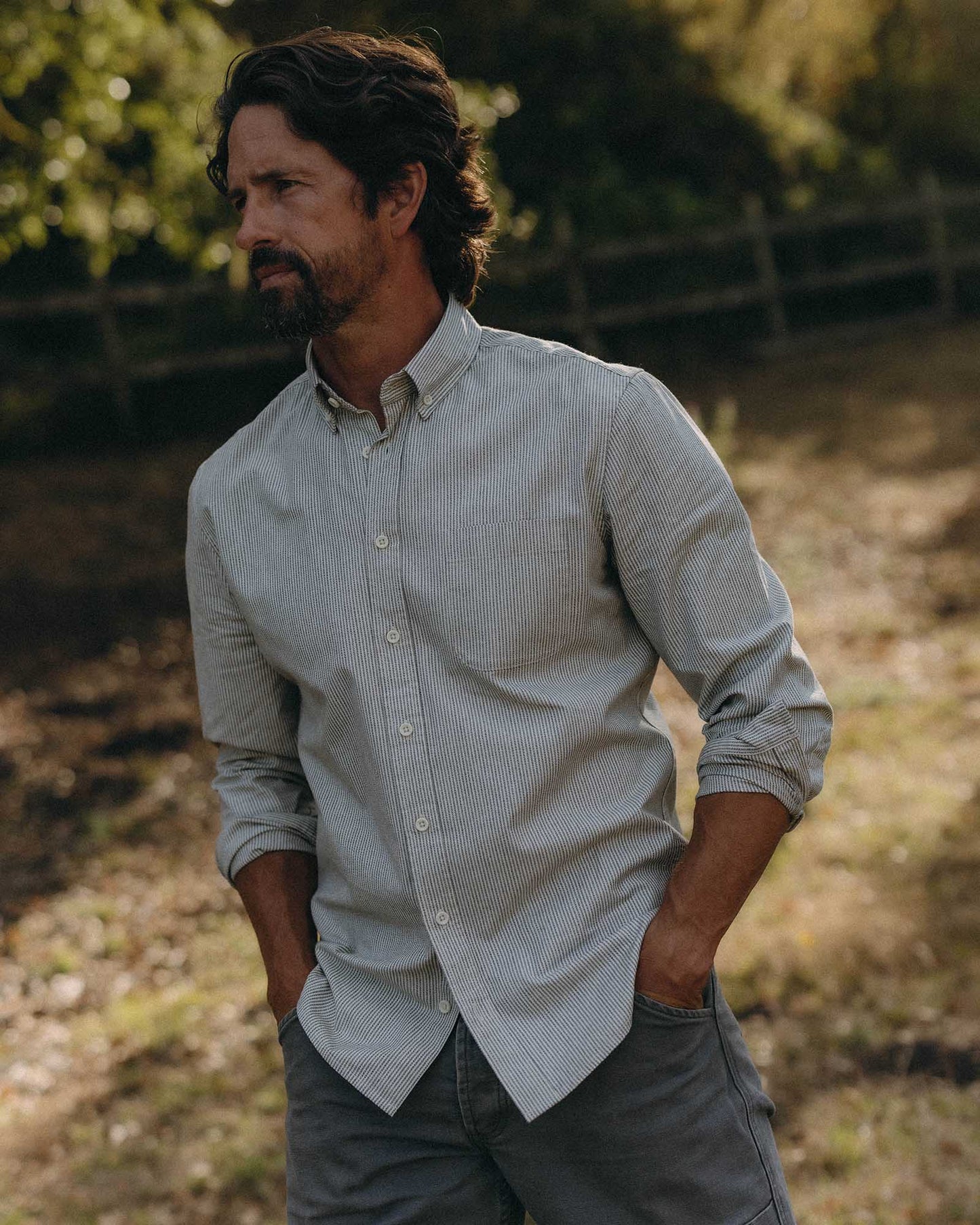 Jack in Coal Jaspe University Stripe Oxford