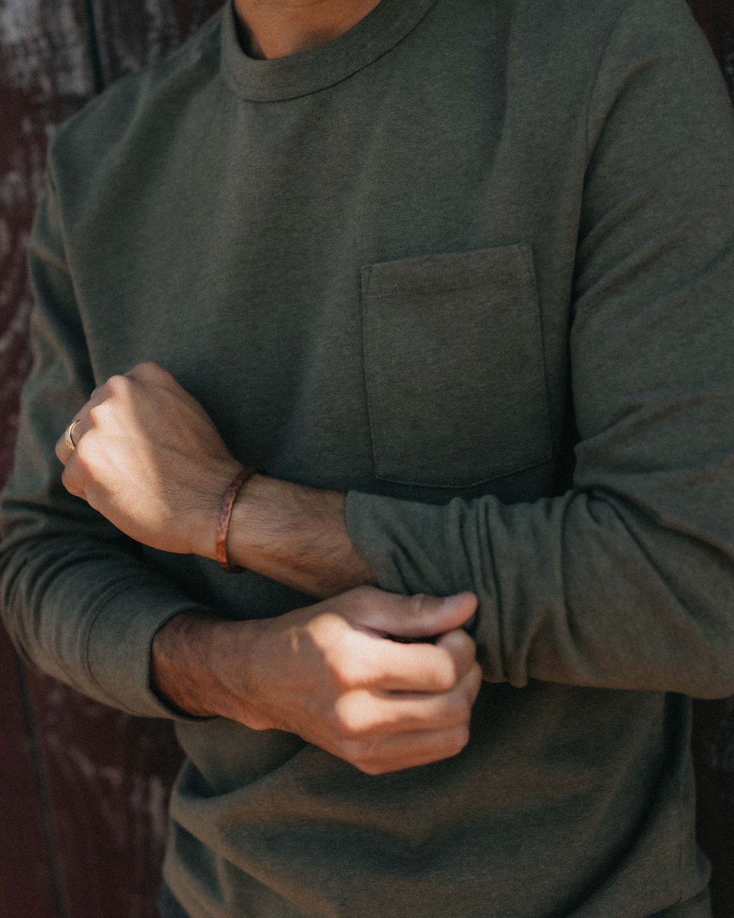 The Long Sleeve Shop Tee in Army Twist