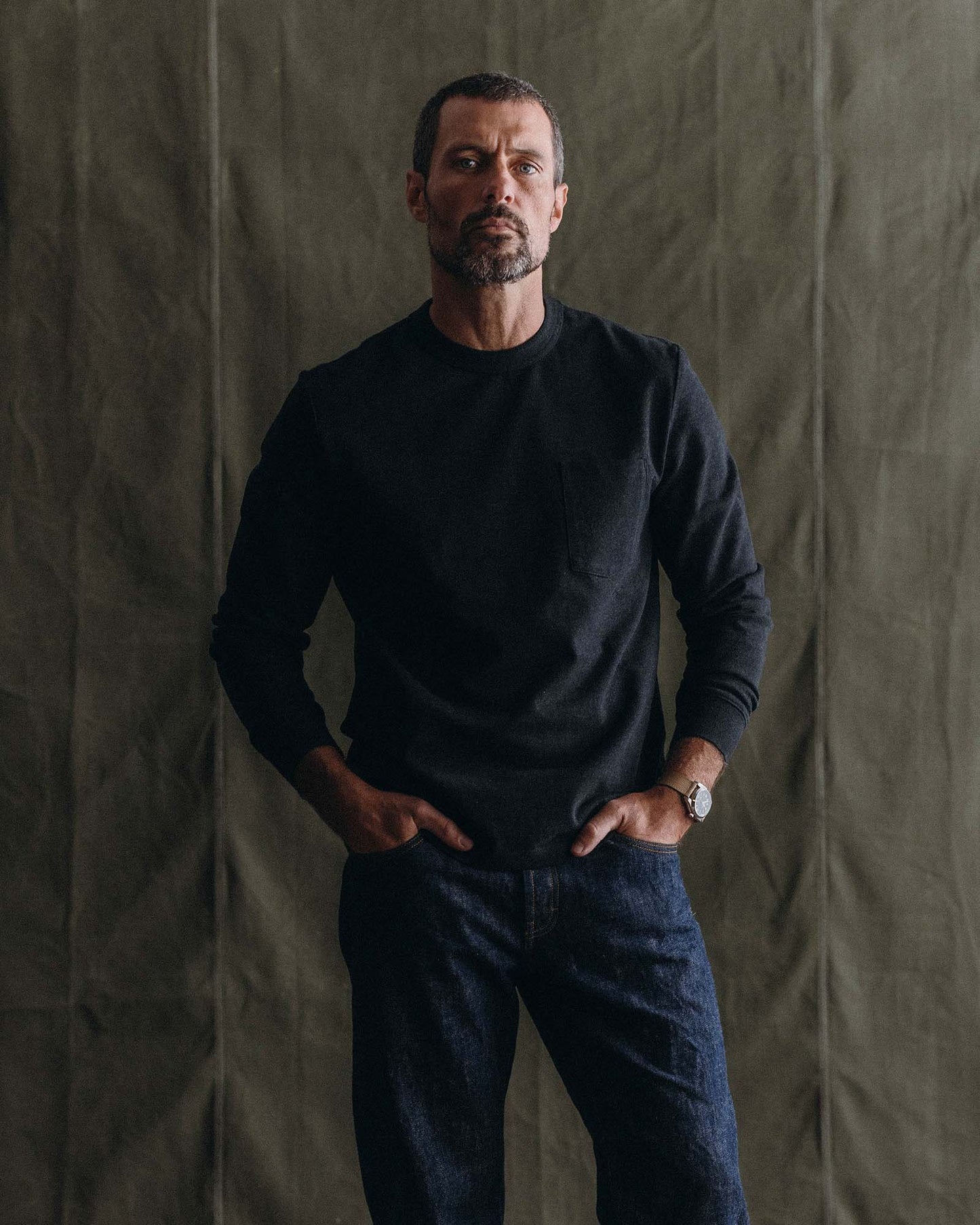 The Long Sleeve Shop Tee in Coal Twist