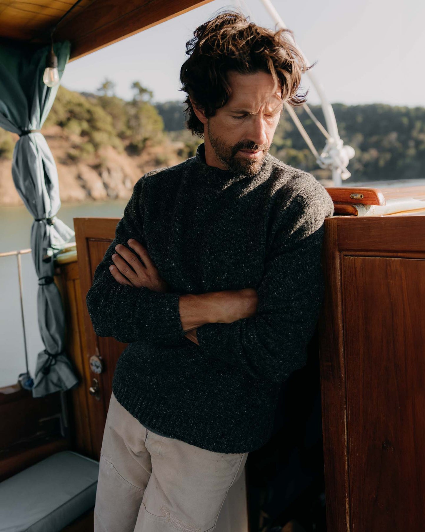 The Seafarer Sweater in Charcoal Donegal