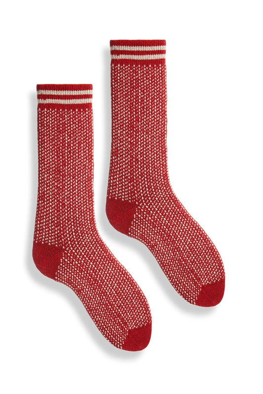 Mens Nordic Birdseye Crew Sock in Red