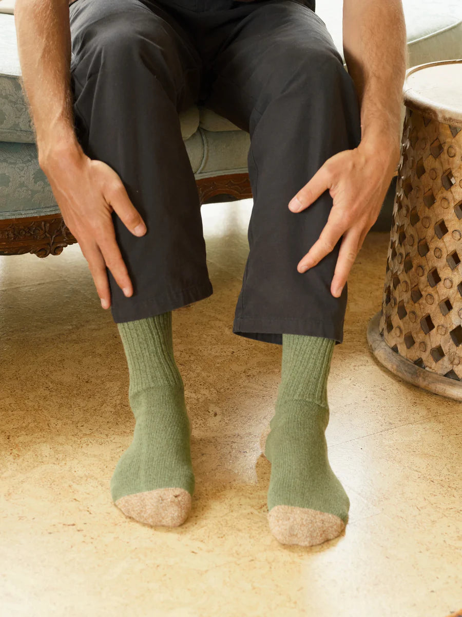 Marled Utility Socks in Moss Green