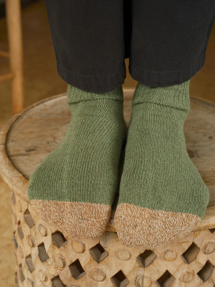 Marled Utility Socks in Moss Green