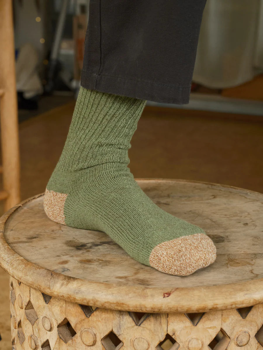 Marled Utility Socks in Moss Green