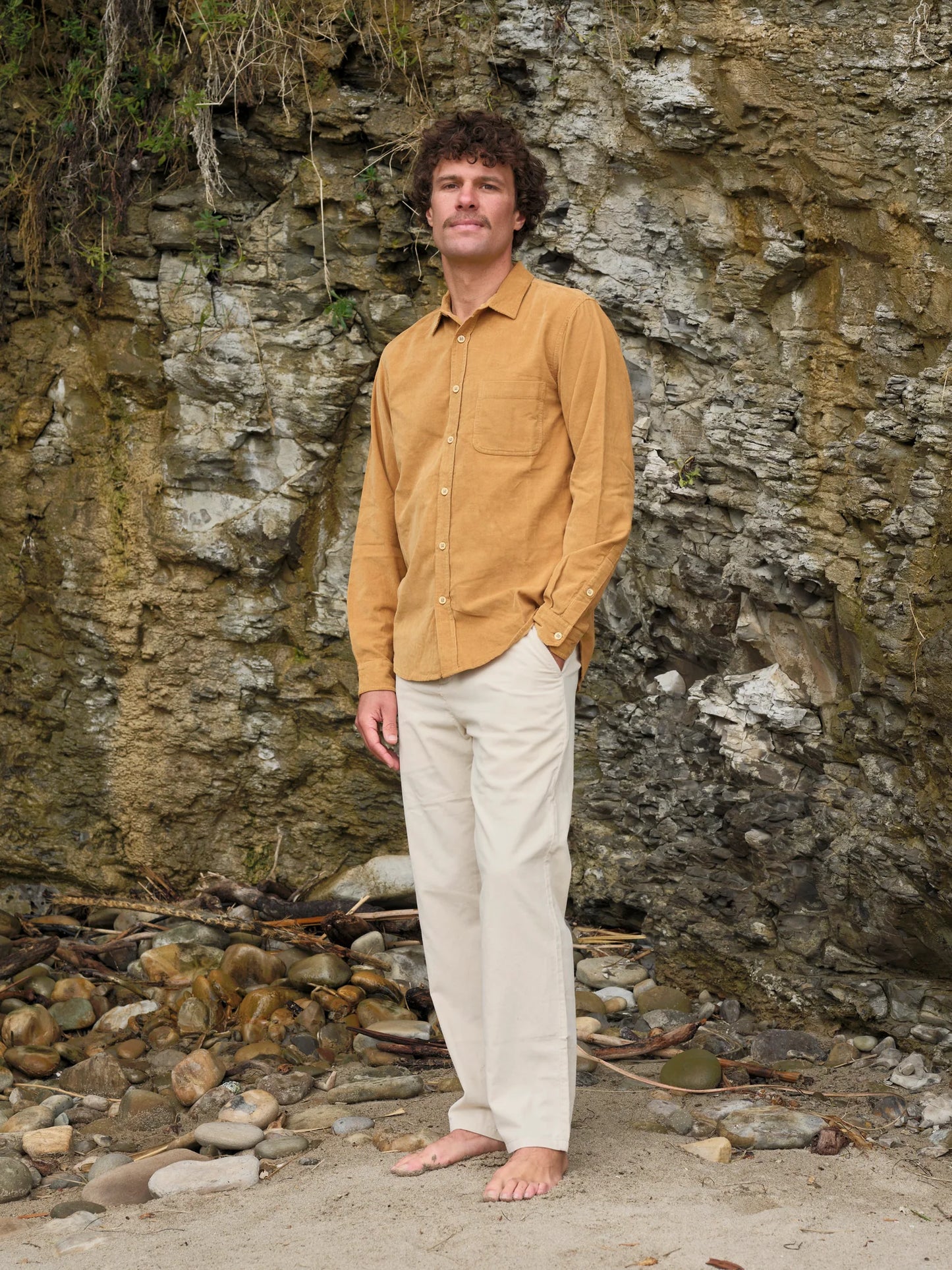 One Pocket Shirt in Ochre Corduroy