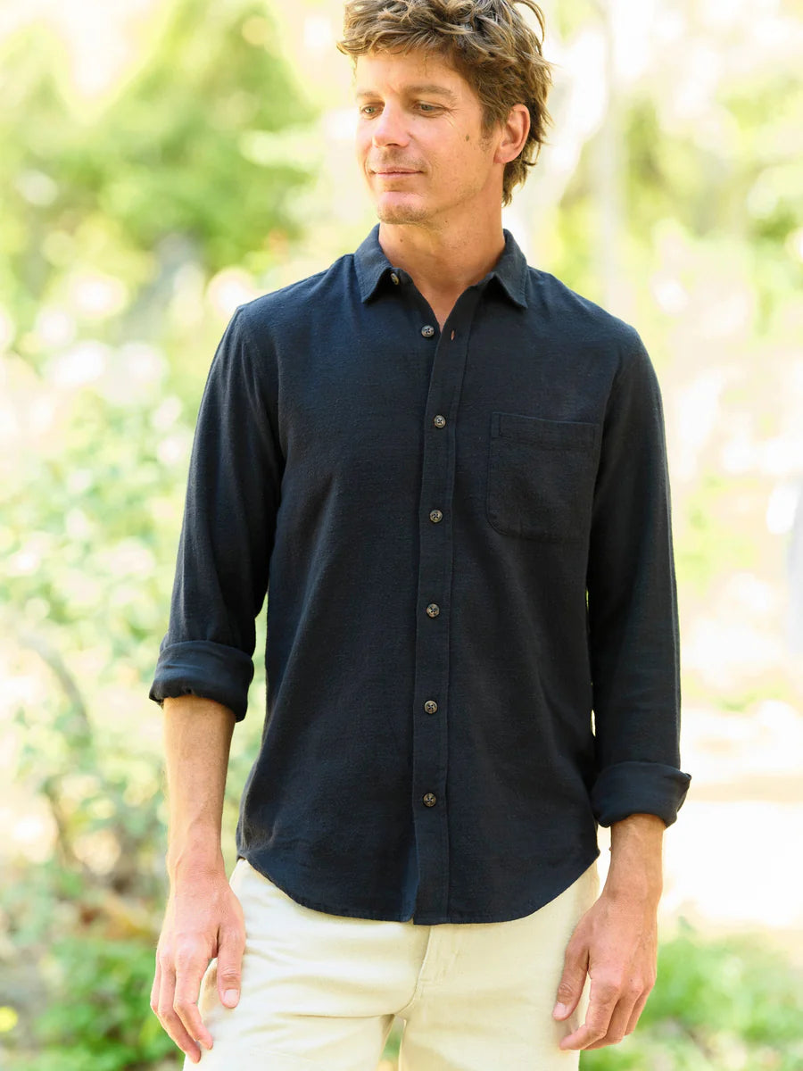 One Pocket Shirt in Black Flannel