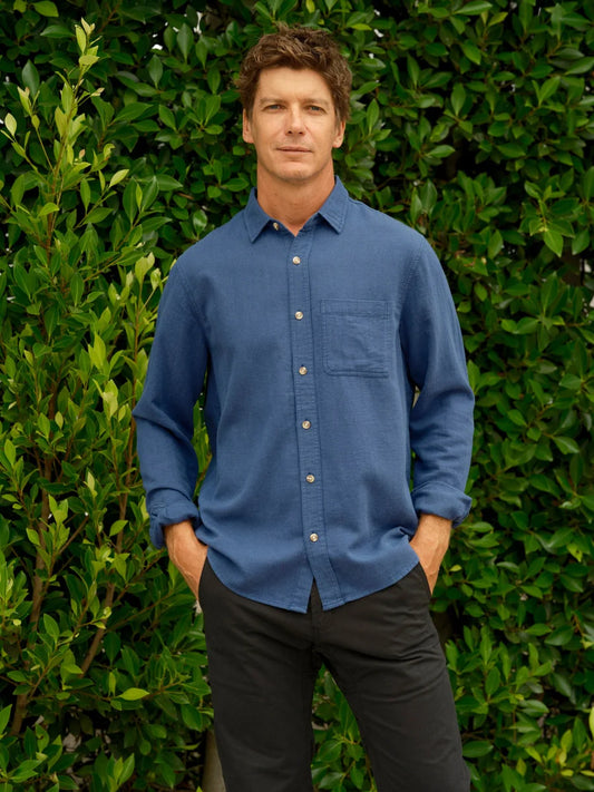 One Pocket Shirt in Indigo Flannel