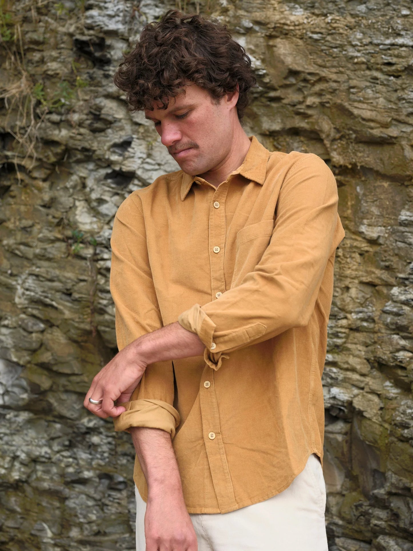 One Pocket Shirt in Ochre Corduroy