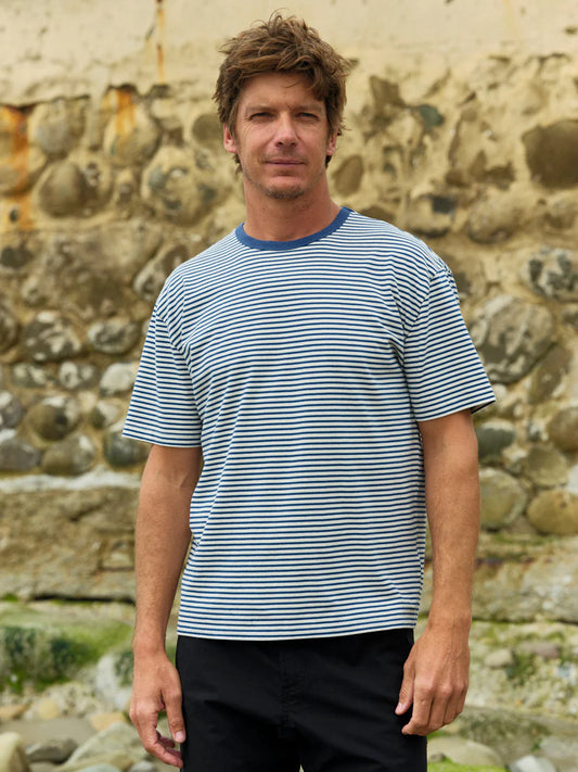 Striped Heavy Tee in Indigo