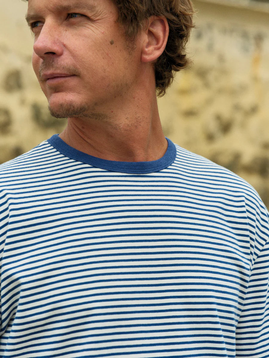 Striped Heavy Tee in Indigo
