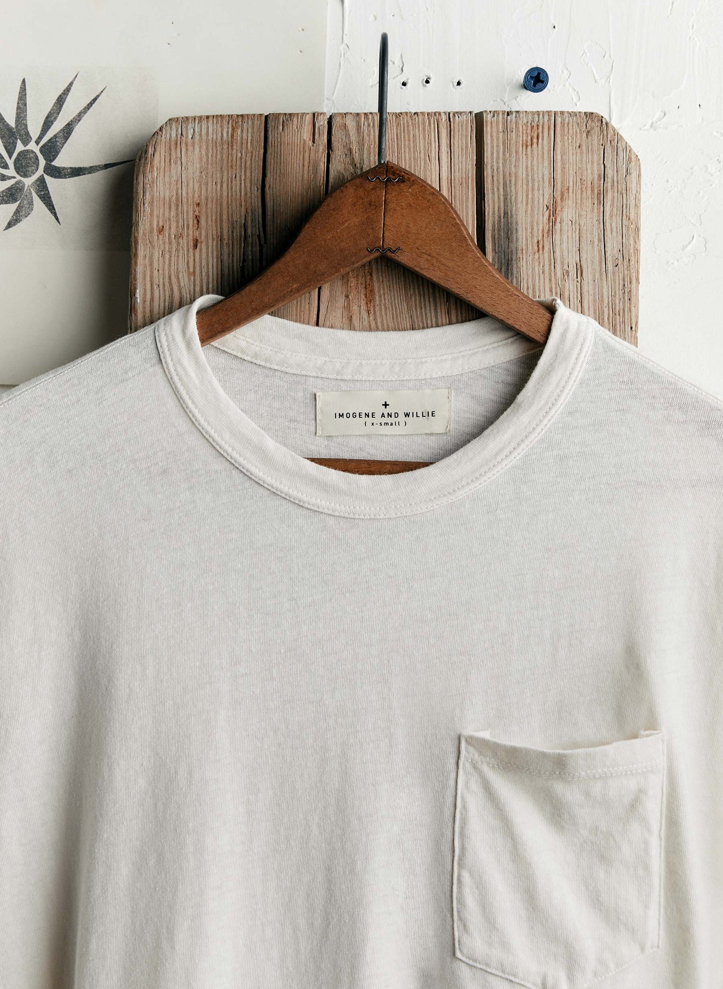 Classic Knit Pocket Crew in Vintage White