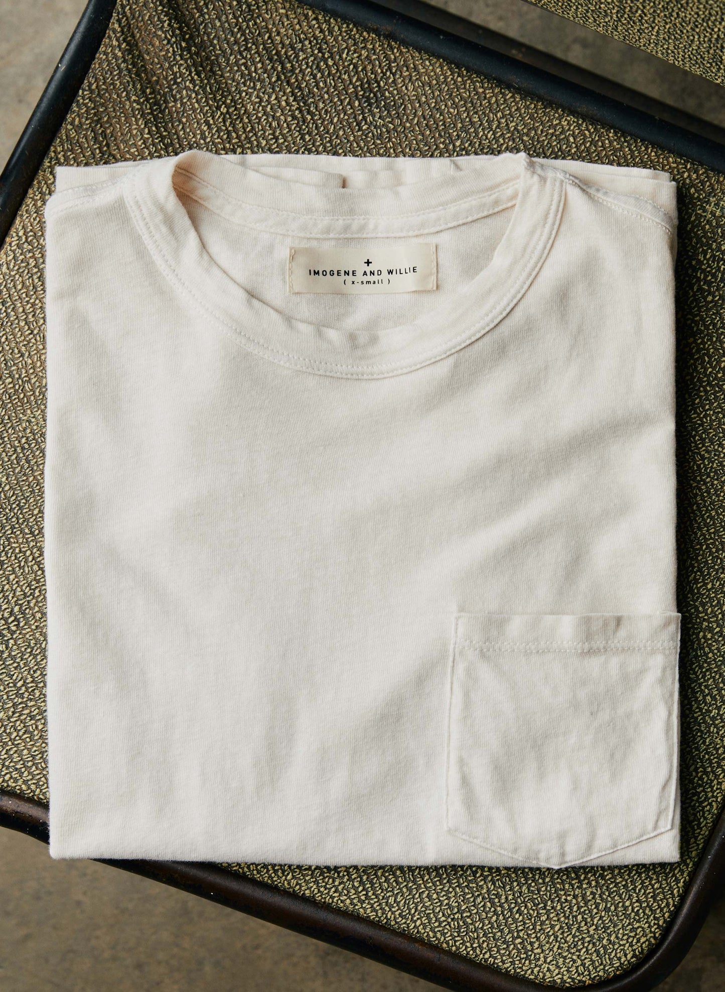 Classic Knit Pocket Crew in Vintage White