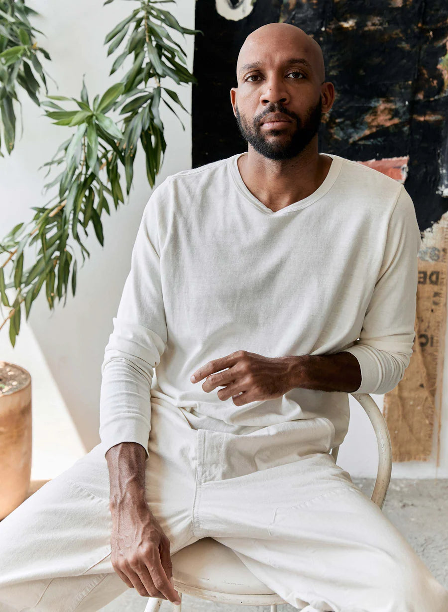 Long Sleeve Crew in Vintage White